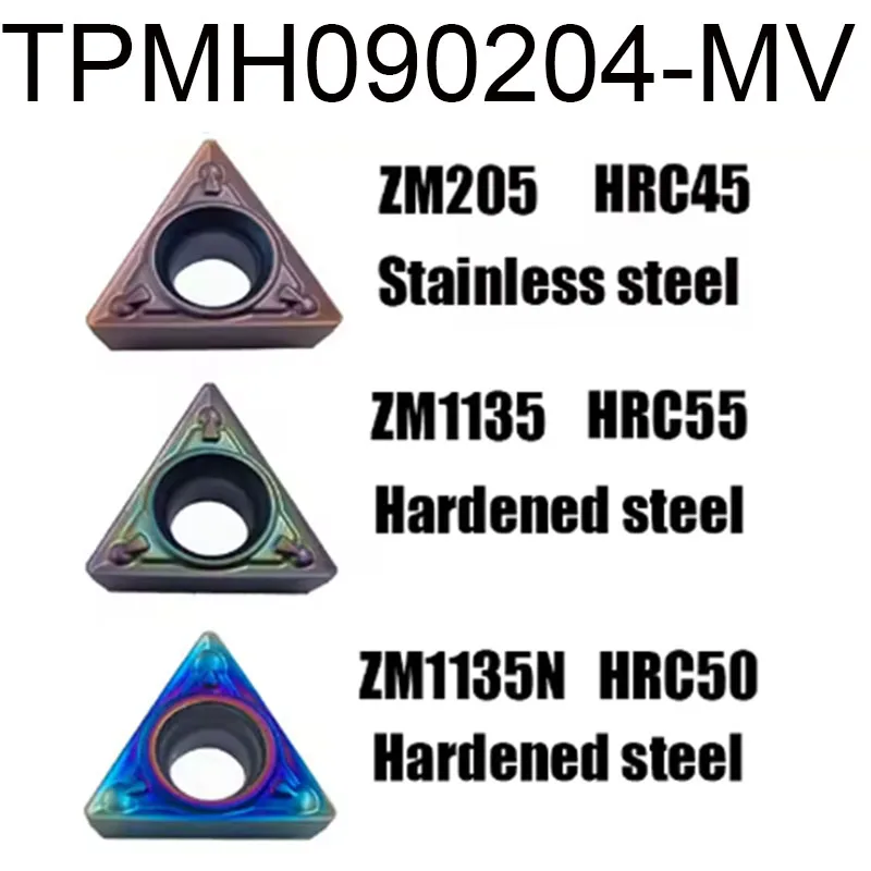 

10pcs HRC45-55 TPMH090204-MV TPMH 090204 indexable CNC Carbide Turning Inserts For Stainless steel / Hardened steel