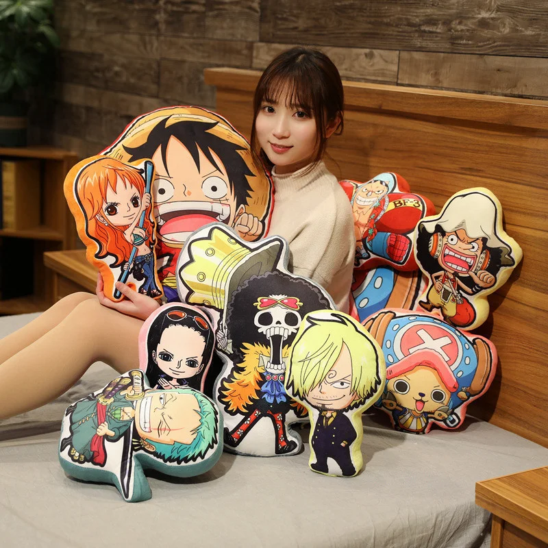 30CM One Piece Kawaii Pillow Doll Luffy Zoro Sanji Chopper Usopp Japanese Anime Stuffed Toys Cushion Pillow Birthday Gifts Hot