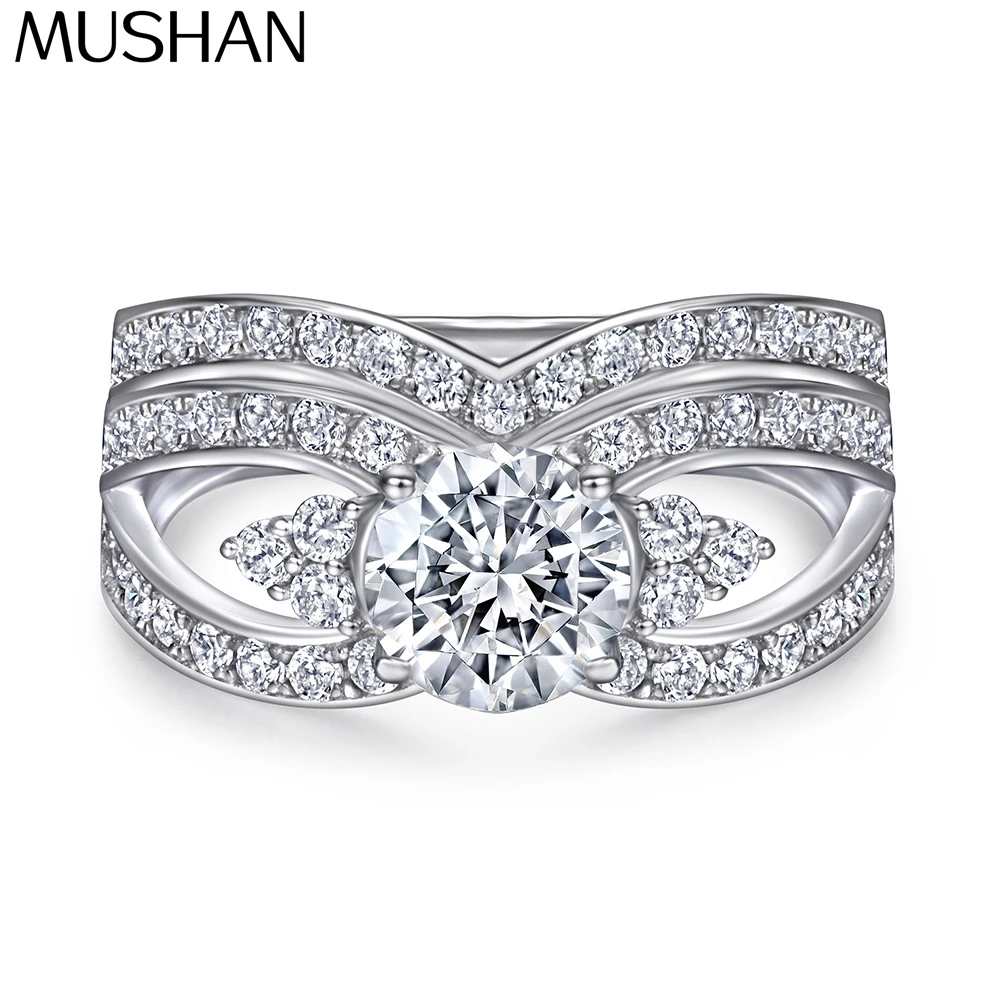 

MuShan Jewelry 925 Sterling Silver Ring Wedding Band High Carbon Diamond Wedding Bridal Bridal Jewelry Women Rings Fine Jewelry