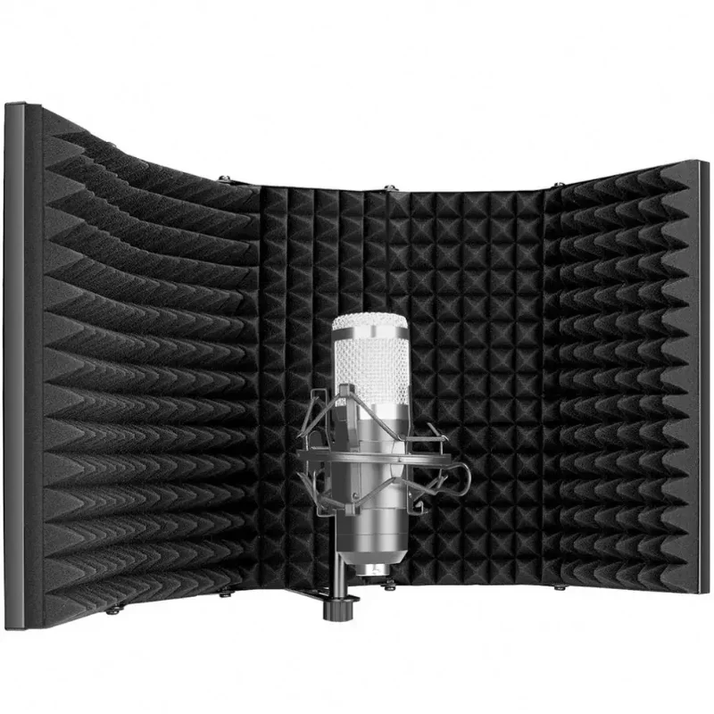 Plastic 5 Door Studio Recording Mic Sponge Soundproof Shield Microphone Isolation Shield Suitable For Any Condenser Mic