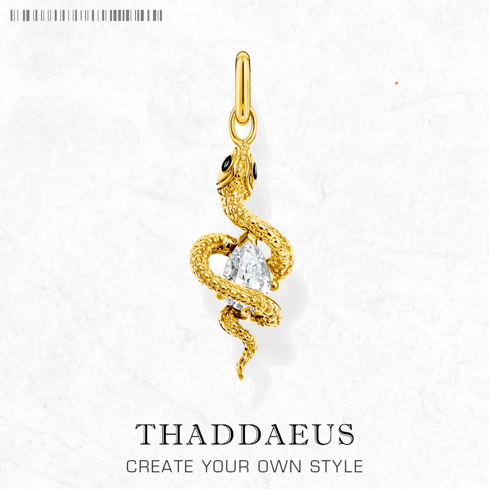 

Gold Plated Pendant Snake Fine Jewelry Glam 925 Sterling Silver Europe Style Accessories Soul Romantic Gift For Woman