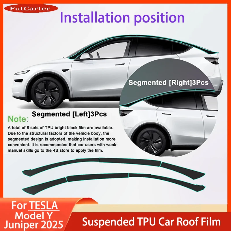Customized Suspended Roof Film for Tesla Model Y Juniper 2025 Invisible Car Body Suit Original Vehicle Black TPU Protective Film