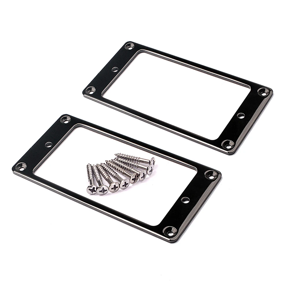 

2Pcs Dual Humbucker Pickup Mounting Rings Black Covers Short Frame for Guitar Chrome Finish Sturdy Metal Easy Install