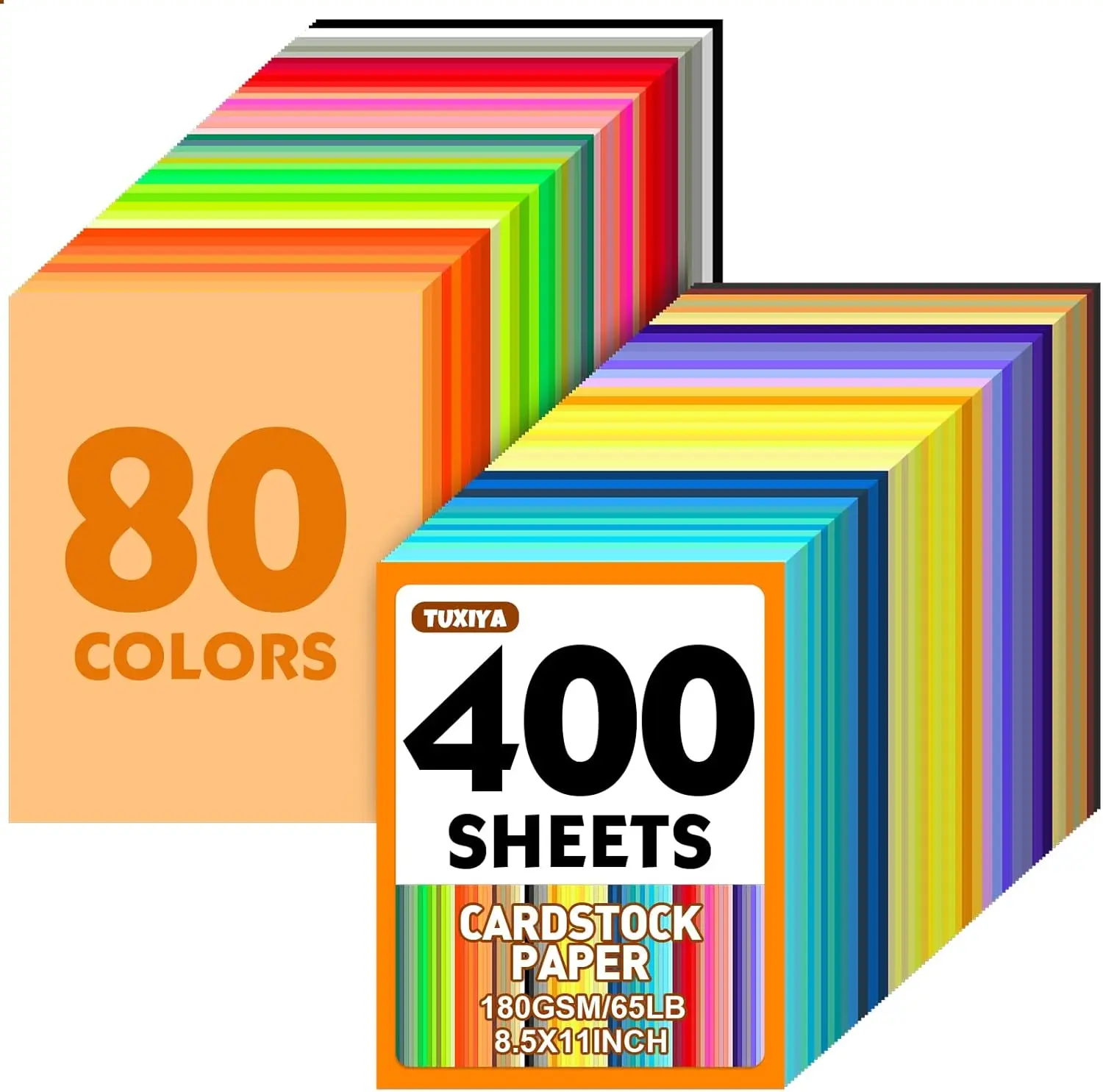 

400 Sheets 80 Colors 180GSM Cardstock 8.5x11" for Crafts, Printing, School
