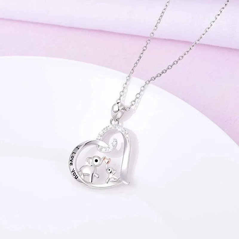العصرية الأم والطفل الفيل قلادة للنساء رائعة الحيوان على شكل قلادة سلسلة الترقوة DIY بها بنفسك مجوهرات هدايا عيد الأم