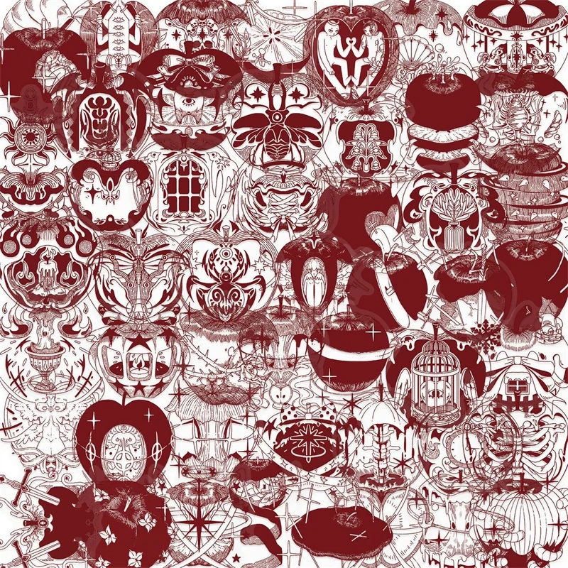 

50PCS Vintage Red Apple Design PET Phone Sticker Aesthetic Tear Open Decoration DIY Laptop Luggage Graffiti Decals