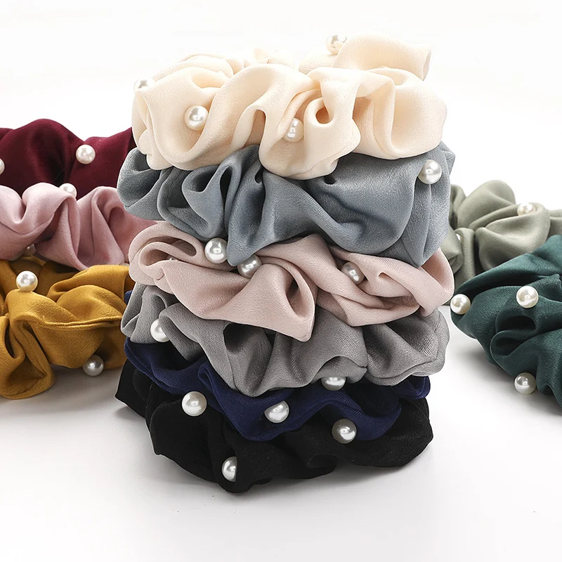 Satin Hair Accessories Women Hair Tie Ladies Lady Scrunchies Ponytail Hair Female Girl Holder Rope S12X04