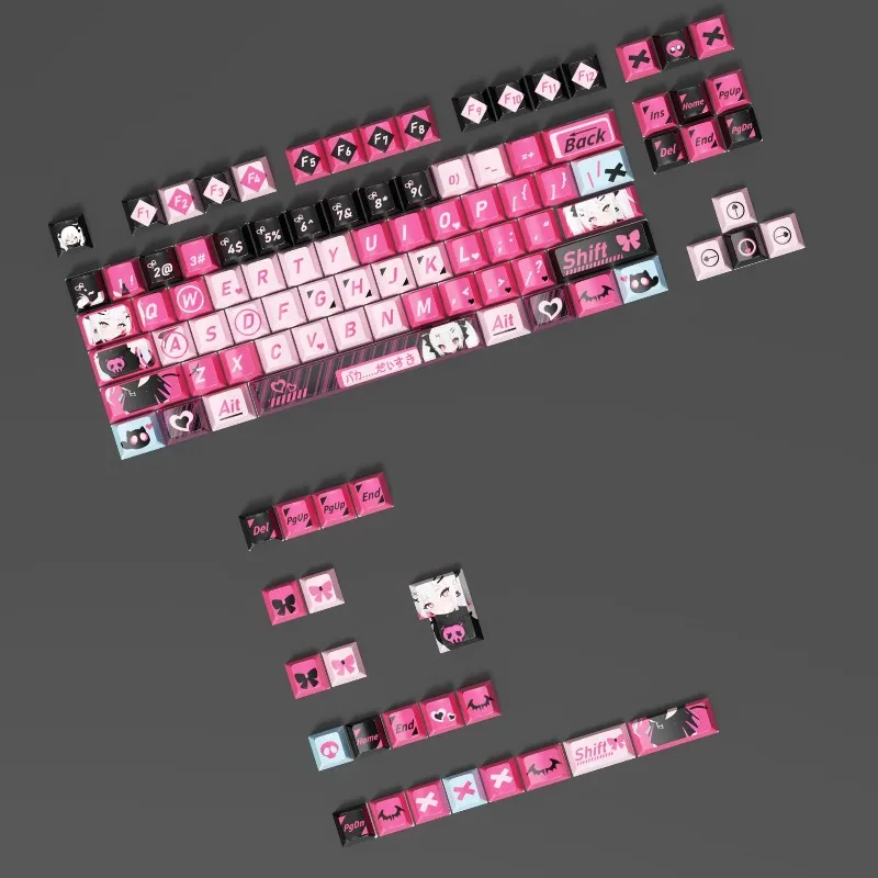 NEW Pink Little Devil Anime Theme Keycap Mechanical Keyboard Cherry PBT Customized Cute Keycap PC Game Keyboard Accessories Gift