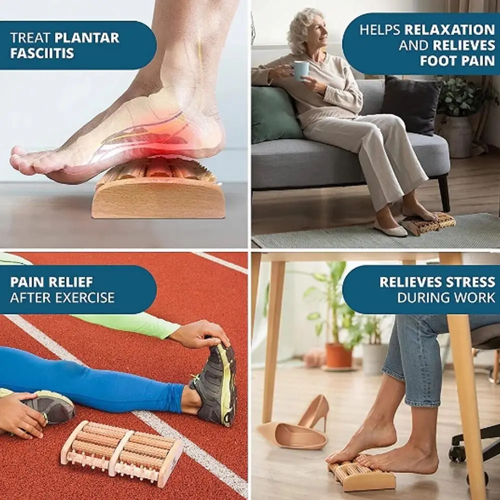 Rodillo de madera para relajación muscular, alivia la fatiga, dolor en el pie, herramienta para el cuidado de los pies, rodillo de masaje para pies, herramienta de relajación muscular Plantar