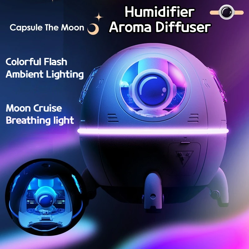 Space Capsule USB Air Humidifier Mini Portable Household Bedroom Office Desktop Car Use with Large Mist Output