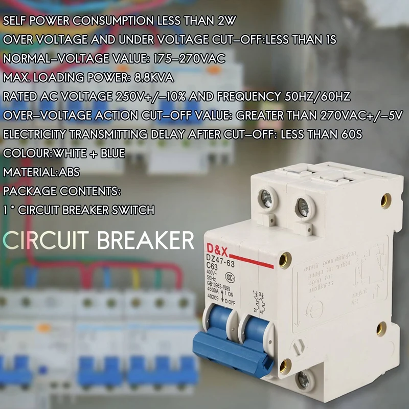 2P 63A AC400V MCB Solar Energy Photovoltaic (Pv) Solar AC Circuit Breaker