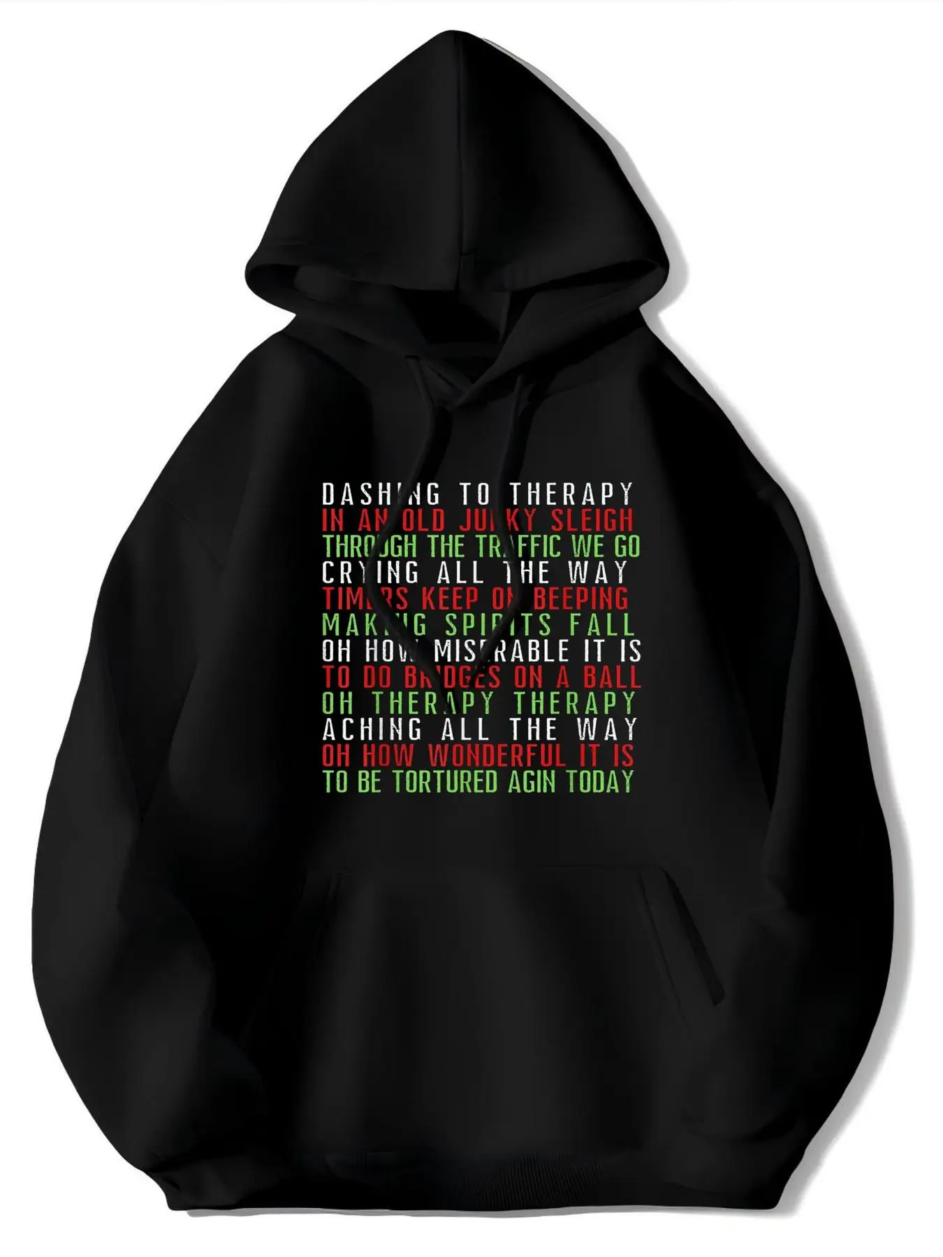 

Забавная толстовка с капюшоном «Спринт» — черная с красным/зеленым принтом слогана, мягкий повседневный пуловер с капюшоном для юмора психического здоровья