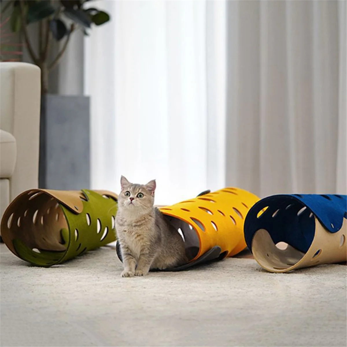 

Shapes Splicing Cat Tunnel Felt Pom Nest Deformable Kitten Toy Tube House DIY Interactive Pet Pusscat Beds Mats AJAS
