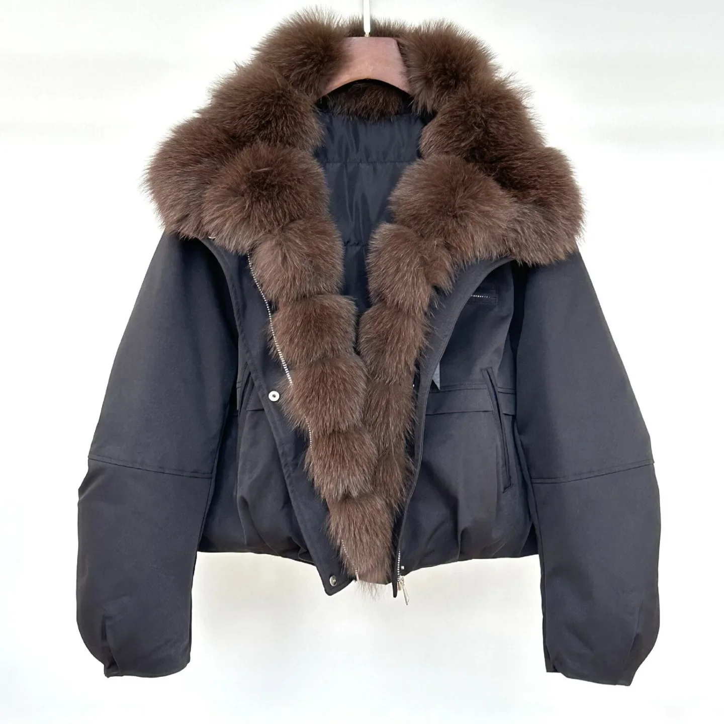 OFTBUY Big Fox Fur Spliced Parkas Winter Warm Thick Women's Coat Loose Duck Down Clothes Women Short Jacket with Fur for Women