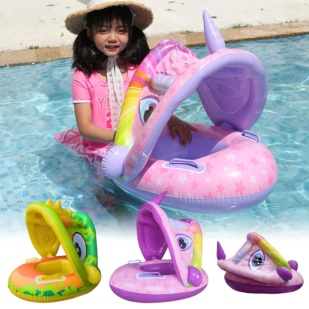 Baby Swimming Pool Float Infant Inflatable Floating Ring Sunshade Baby And Mother Swim Trainer Toy Water Amusement Equipment