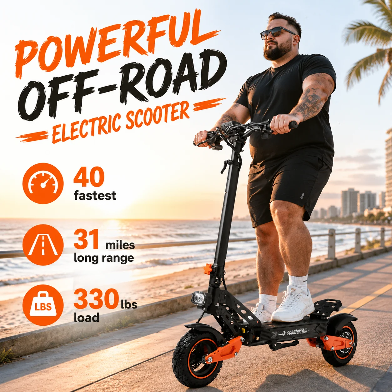 K11 All Terrain Electric Scooter 10 inch Tires 40 MPH Fast 48V21AH Long Range Full Suspension Disc Brakes Big Screen LED Lights Turn Signals Foldable 330Lbs Load Adults E Scooter Work Travel