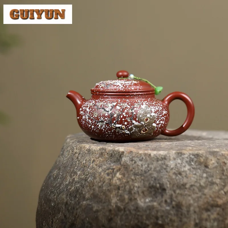 

260ml Retro Yixing Purple Clay Teapots Master Handmade Snowflake Antique Pot Raw Ore Dahongpao Mud Kettle Zisha Teaset Tableware