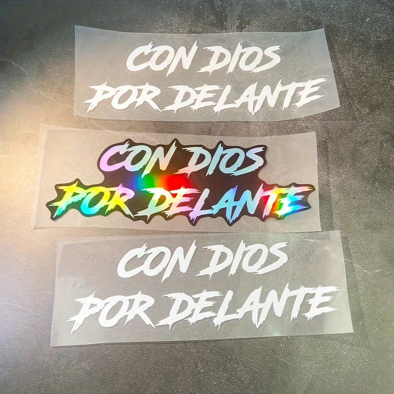 

1 шт. CON DIOS POR DELANTE автомобильные наклейки водостойкие для чехлов на мотоциклетные шлемы автомобильные треугольные окна кузов бампер багажник виниловые наклейки