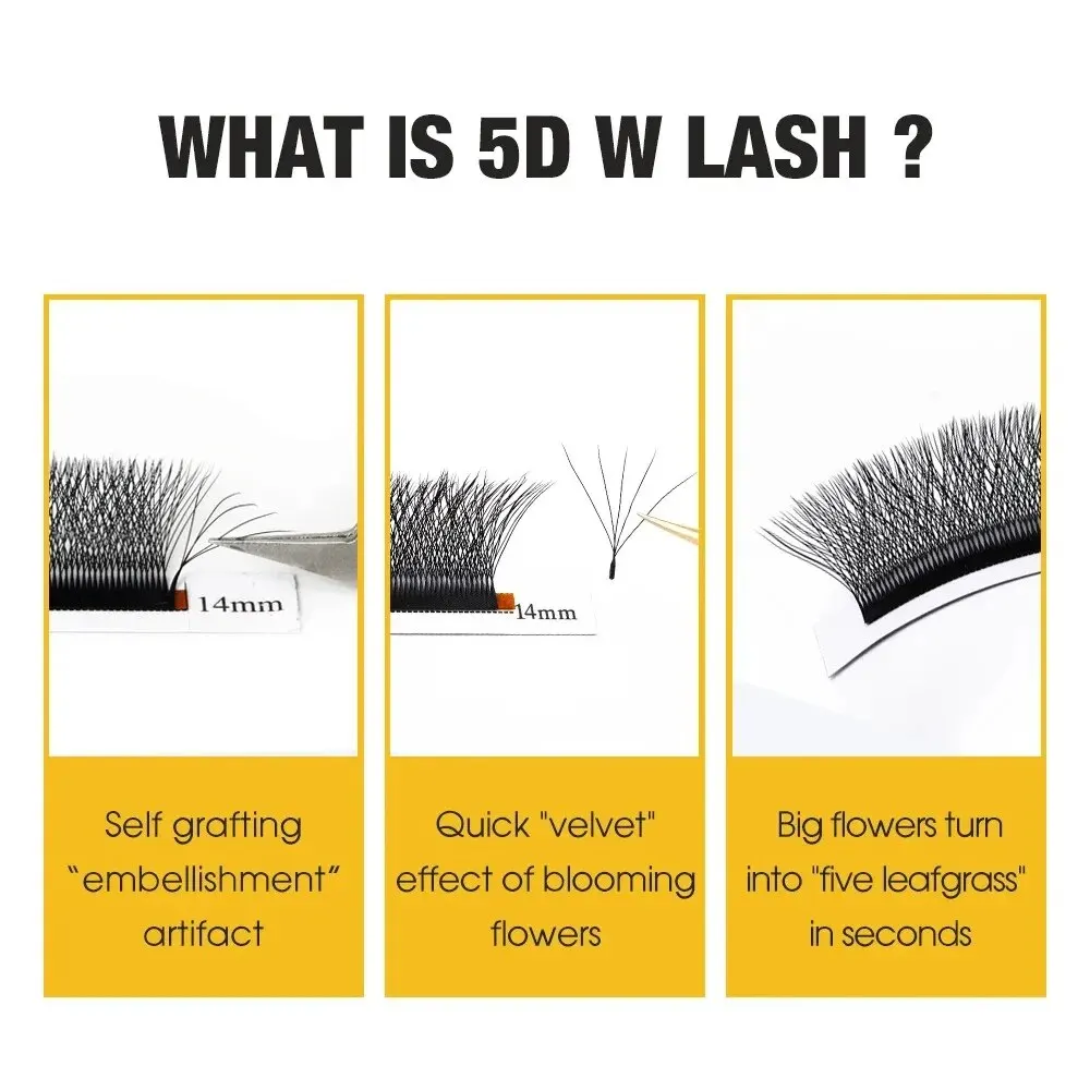 Gemerry 4D/5D/6D W Shape Eyelash Extensions Faux Mink Premade Volume Fans Natural Soft Lashes Automatic Flowering Easy Faning