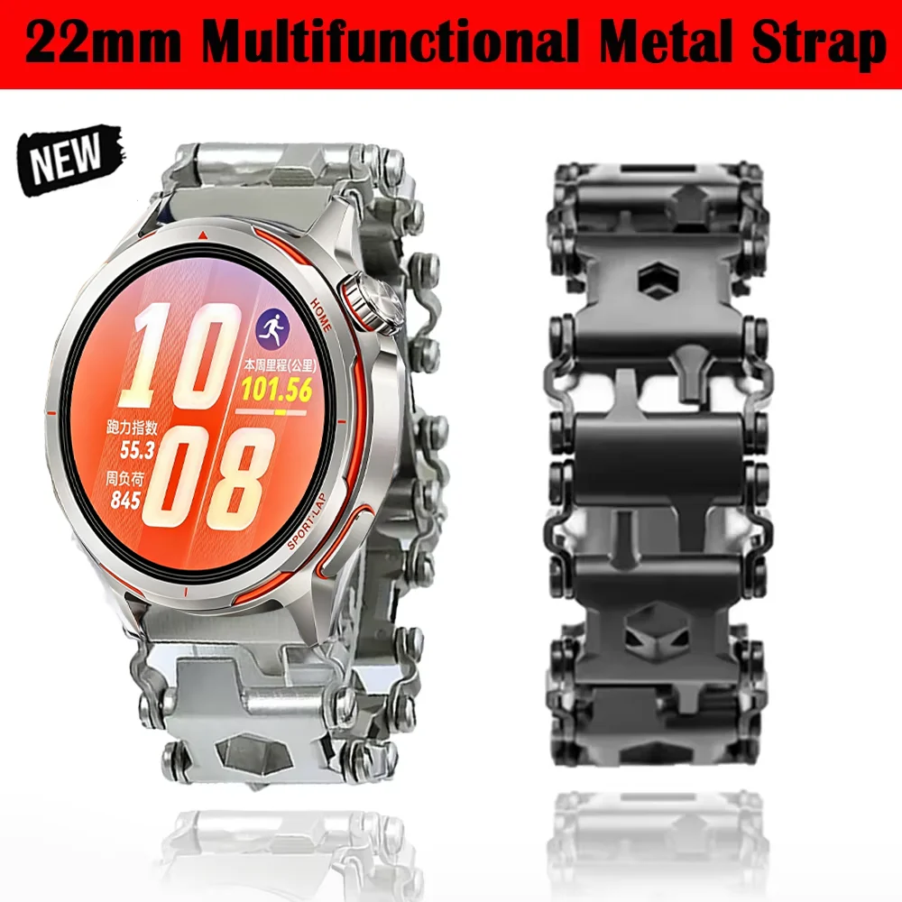 Multifunctional Metal 22mm Strap for Huawei Watch 5 GT7 Pro GT7 GT6 GT5-4-3 46mm GT Runner 2 Ultimate 2 Outdoor Bracelet Correa