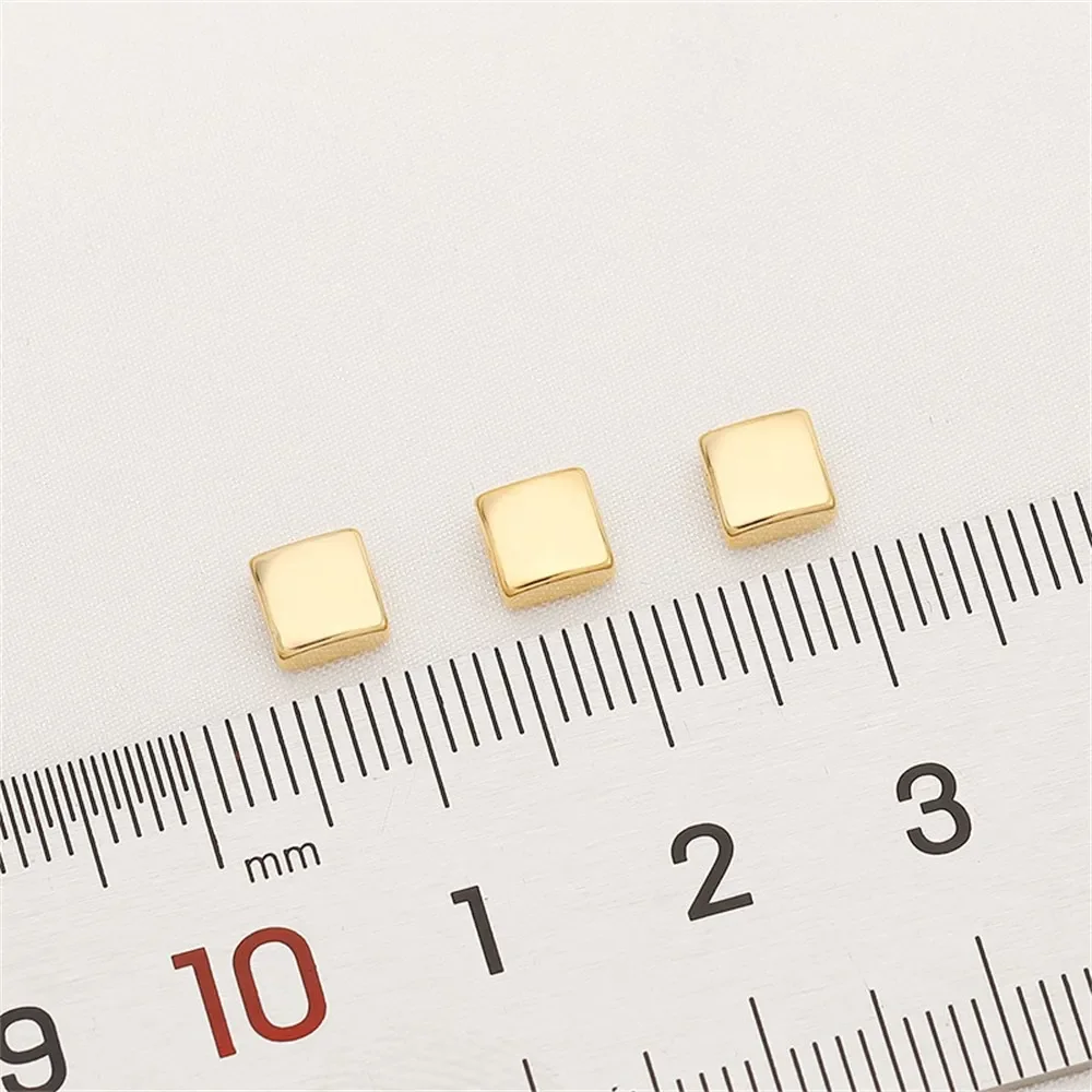 

14K Gold Coated Small Square Bead Separated Bead Scattered Bead Handmade DIY Bead Bracelet Bracelet Ear Accessory Material