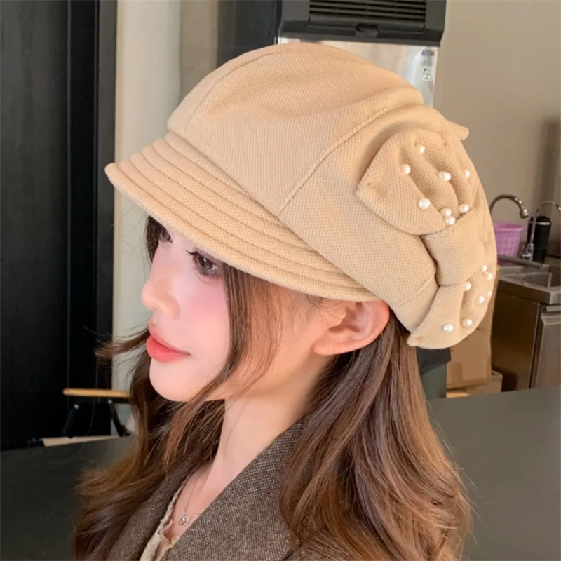 Retro octagonal hat for women, spring/autumn, all-match, face-slimming, large head, newsboy cap, fashionable beret