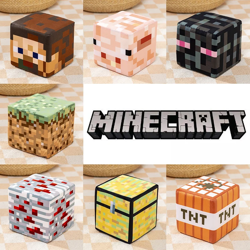 Minecraft Cartoon Cube Pillow Anime TNT Grass Block Chest Creative Cushion Sofa Chair Ornament Kids Bedroom Decor Toys Gift