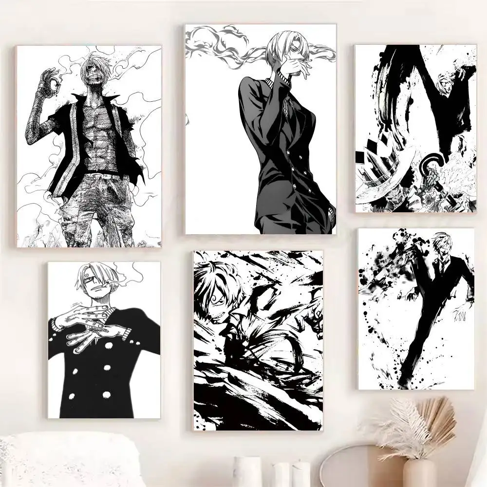 Anime One Piece Vinsmoke Sanji Posters Fancy Wall Sticker for Living Room Bar Decoration Wall Decor