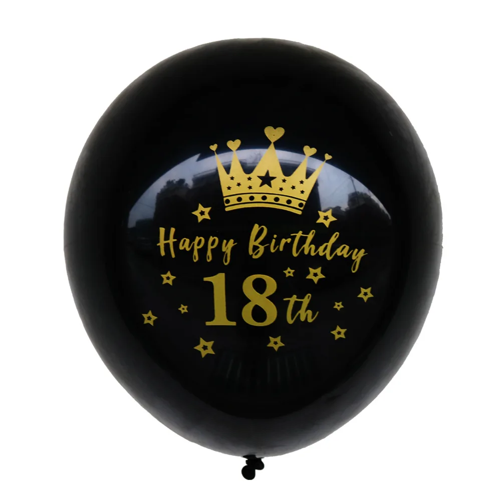 Dekorationen zum 18. Geburtstag, hängendes Banner, Schwarzgold, für Jungen und Mädchen, alles Gute zum Geburtstag, 18. Luftballons, Banner für 18-jährige Partyzubehör – Detail 4