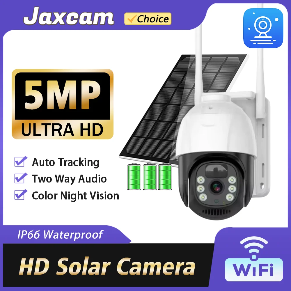 

HD 5MP Smart WIFI Solar CAMERA Powered Battery IP PTZ Security Camera Two Way Audio PIR Detection Wireless Out solar CCTV 4G Cam