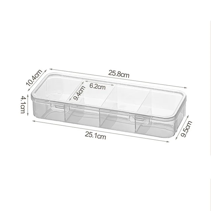 Transparent Cable Organizer Box with Dust-proof Lid 4-compartment Desktop Plastic Charger Earphone Cord Wire Organizer Case