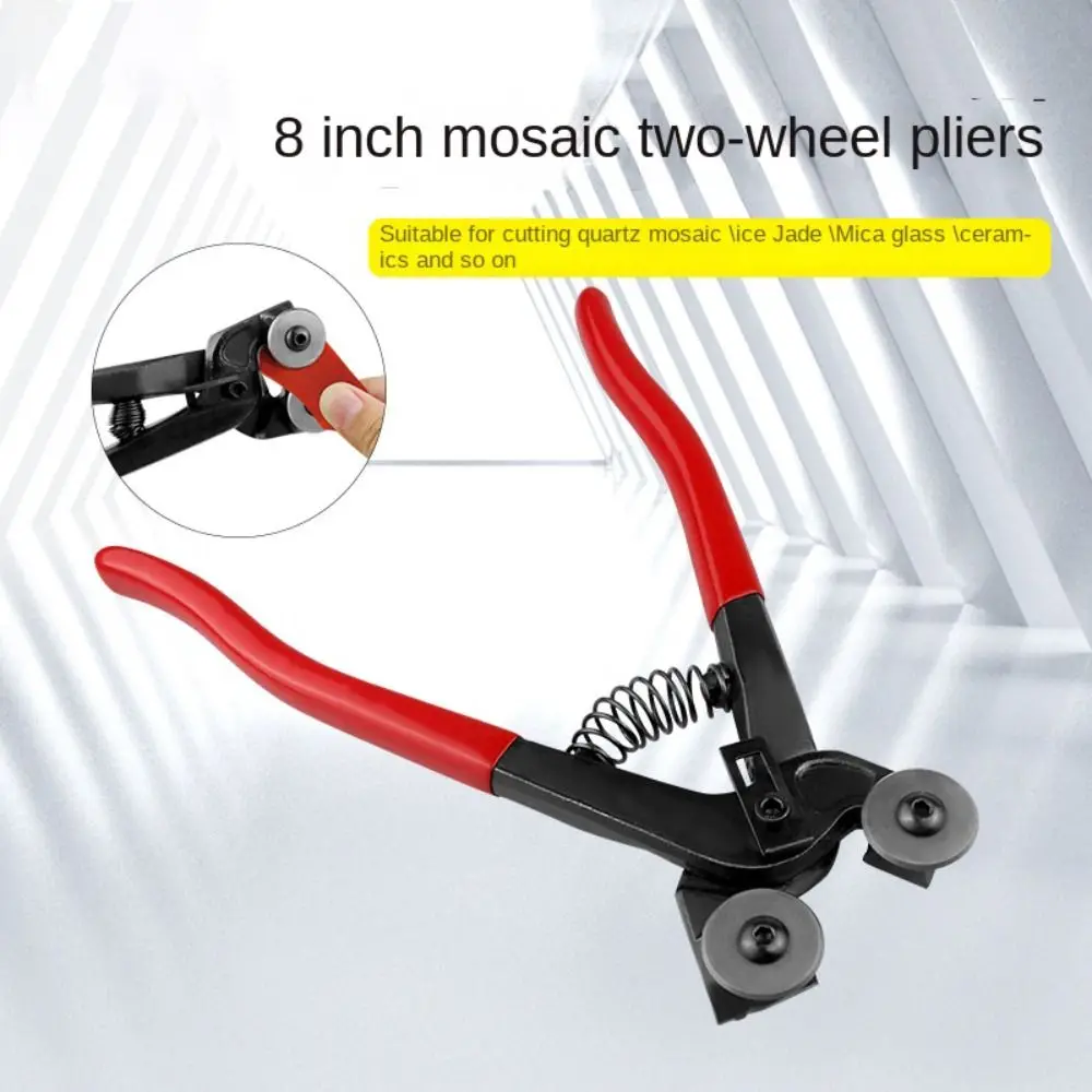 8 Inch Double Roller Tile Pliers Handle bonded plastic Aluminium alloy Wheel Blades Plier DIY Mosaic Tile Cutting Tool Black red