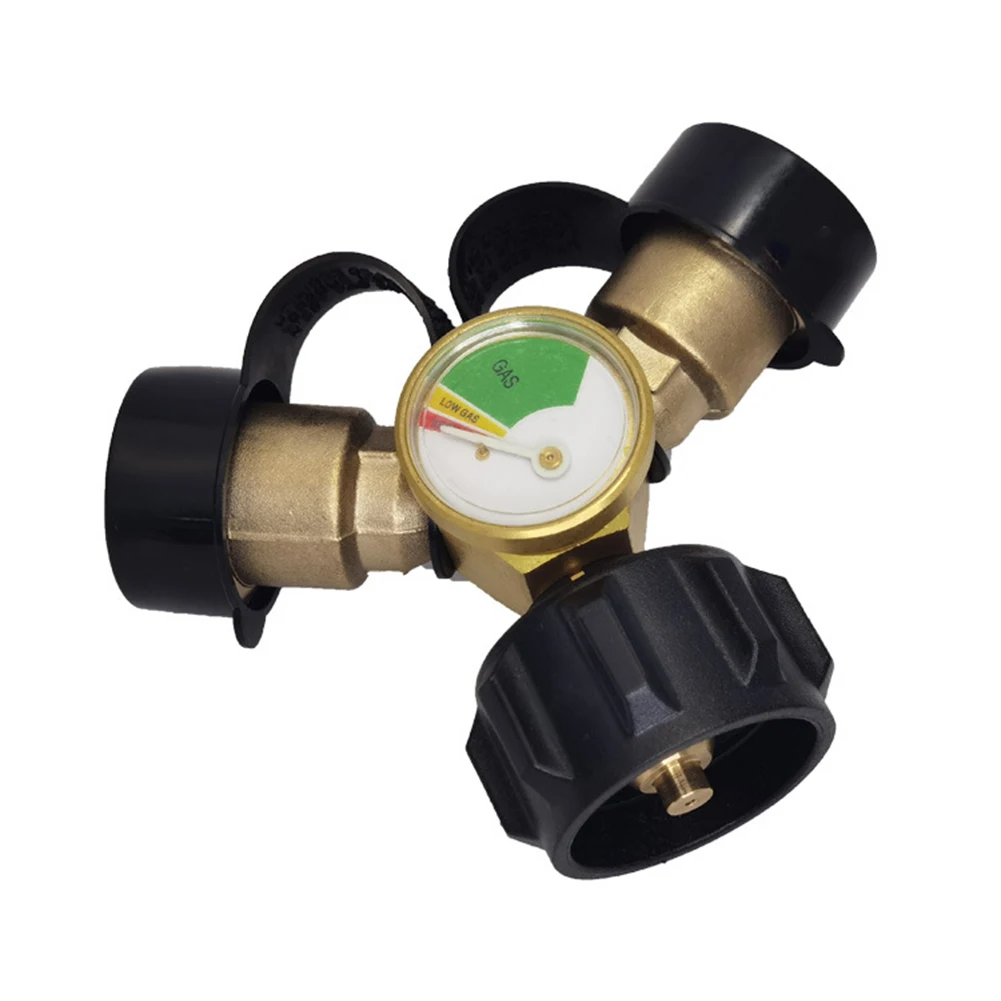 Enduring 3-way Propane Valve BBQ Propane Splitter Brass Construction Color-coded Dial Easy To Use Leak-proof Design