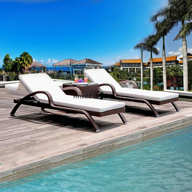 Outdoor rattan bed swimming pool leisure beach chair