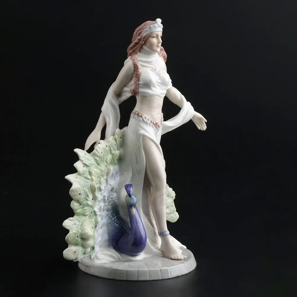 Hera Goddess Figurine Porcelain Statue Greek Mythology Sculpture Elegant Lady with Peacock Home Office Decoration Birthday Gift