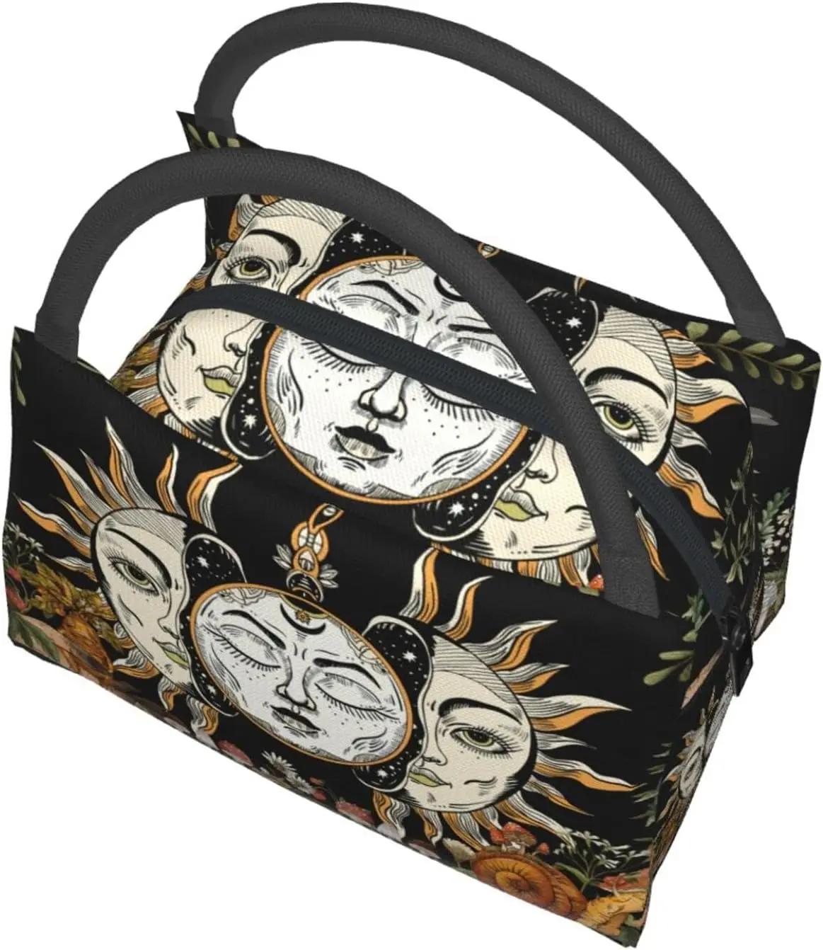 Sun God Witchcraft Mushroom Insulated Lunch Bags for Women Men Reusable Lunch Cooler Bags Tote Box Meal Prep for Work