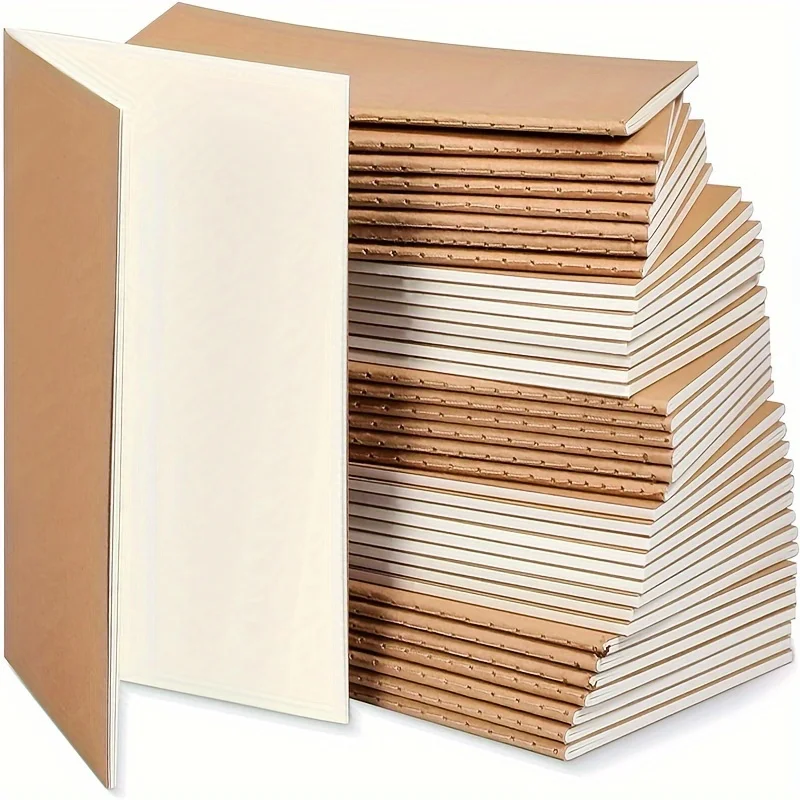 2pcs A6 Kraft Paper Pocket Notebook Bulk Set Blank Journal Notepad Notebook for Students School Office Writing Supplies
