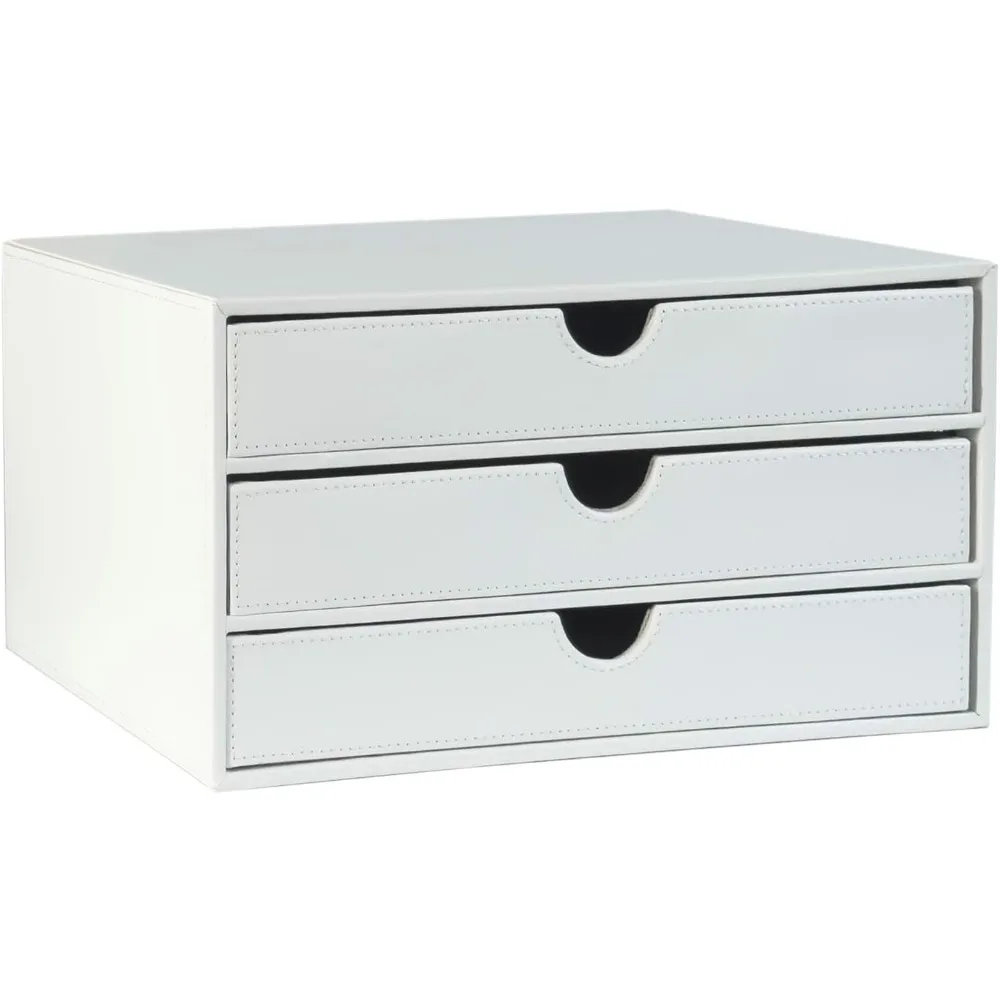 

Document Organizer, 3-Drawer File Cabinet Document Storage Box, Office Desktop Filing Organizer, White