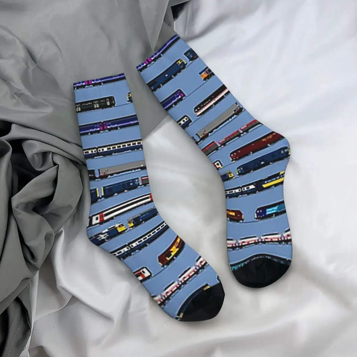 Chaussettes de trains britanniques Harajuku, bas super doux, chaussettes longues toutes saisons, accessoires pour cadeaux unisexes