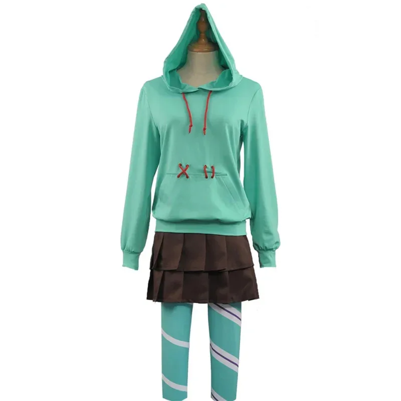 Disfraz de Halloween Ralph, disfraz de Vanellope de Schweetz, juego de Anime, sudaderas con capucha, falda, uniforme, traje con medias para niña y mujer khj