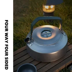900ml Outdoor Titanium Alloy Kettle Camping Travel Lightweight Portable Kettle with Large Diameter Heat-resistant Handle Kettle