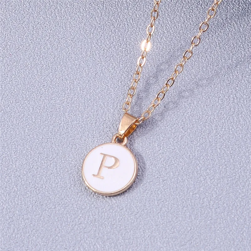 Aihua Minimalistische Initiale Emaille Weiß Schwarz A-Z Buchstaben Halskette für Frauen Alphabet Anhänger Schmuck Geburtstag Geschenke Großhandel – Detail 26