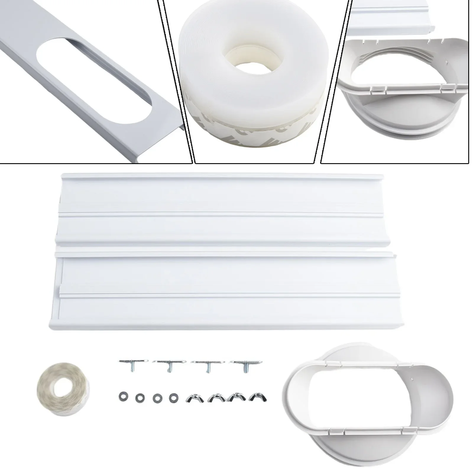 1set Air Conditir Vent Exhaust Hose Fittings Exhaust Pipe Slide Plate Tube 16.93x3.94in Window Sealing Windshield Home Imp