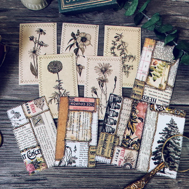 10Pcs Vintage Sewing Pattern Flower Cardstock Craft Paper Junk Journal Ephemera Textured Paper Scrapbooking Material Paper Packs