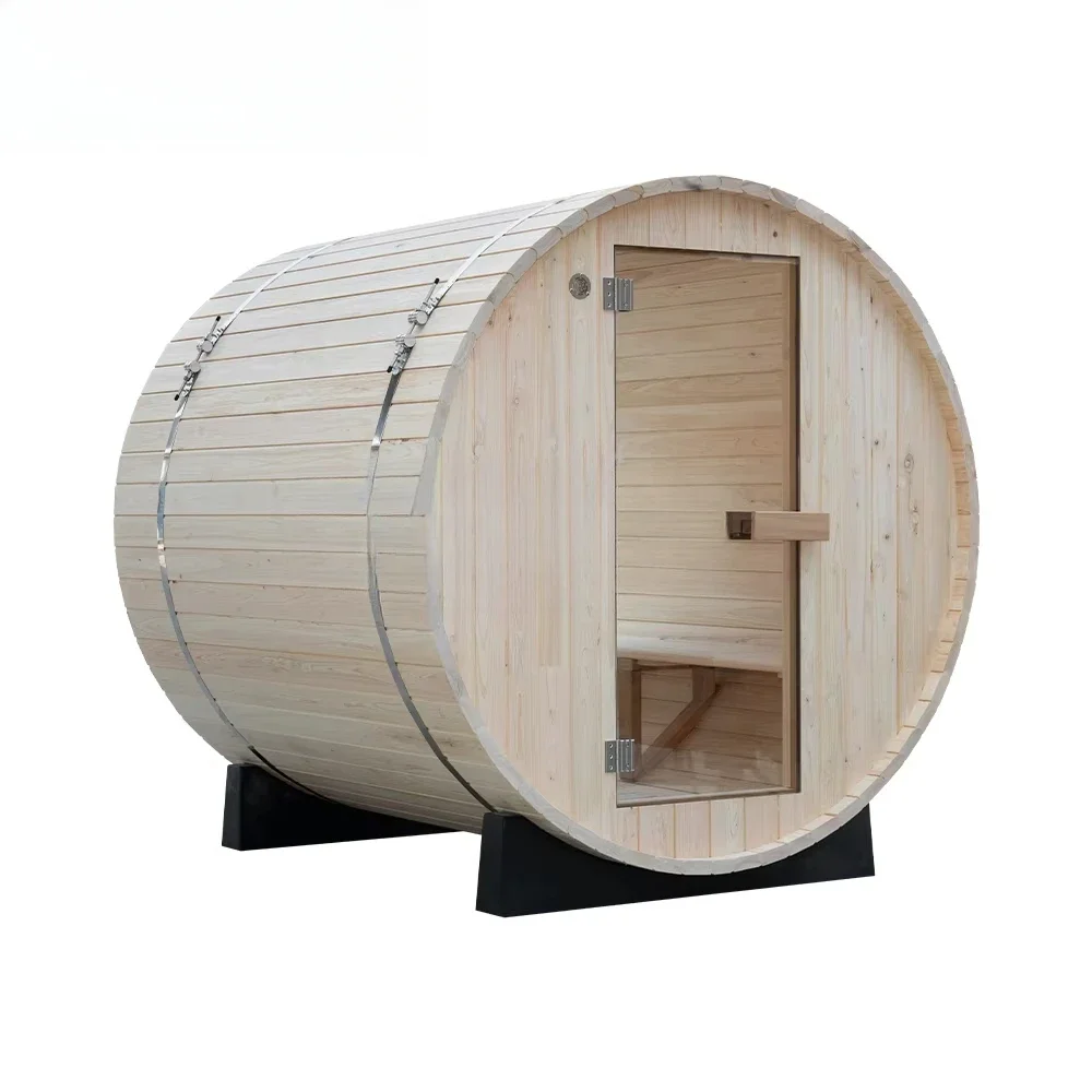 

A Finnish outdoor double sauna dry steam room