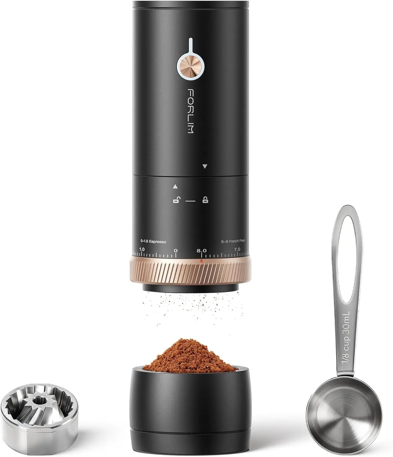 Portable Electric Coffee Grinder, Cordless Rechar  able Coffee Bean Grinder with 80 Scale Precise Grinding Settings, Dou