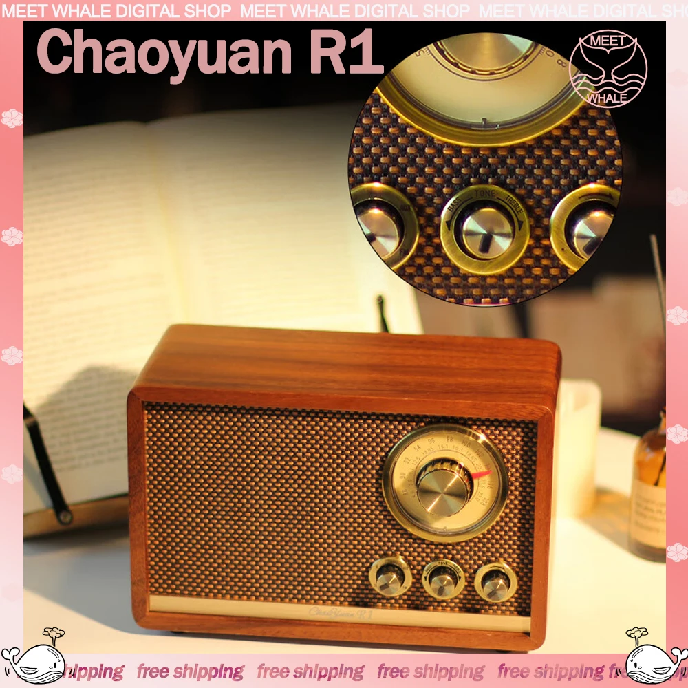 

New Chaoyuan R1 Log Radio Vintage Wireless Bluetooth Speaker Walnut Classic Desktop Computer Sound High End Home Speaker Gifts