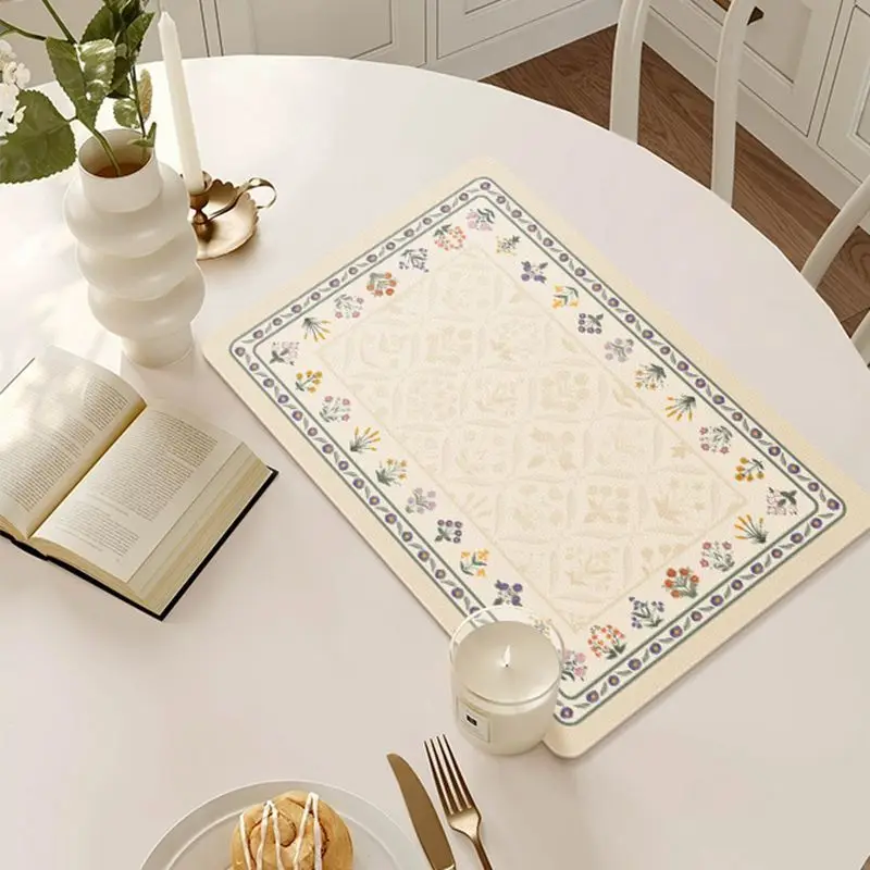 French Country PU Placemats,Waterproof Oil-Proof Heatproof Table Mat,Elegant Dining Bowl Pads for Luxury Home Hotel Decor 1/10P
