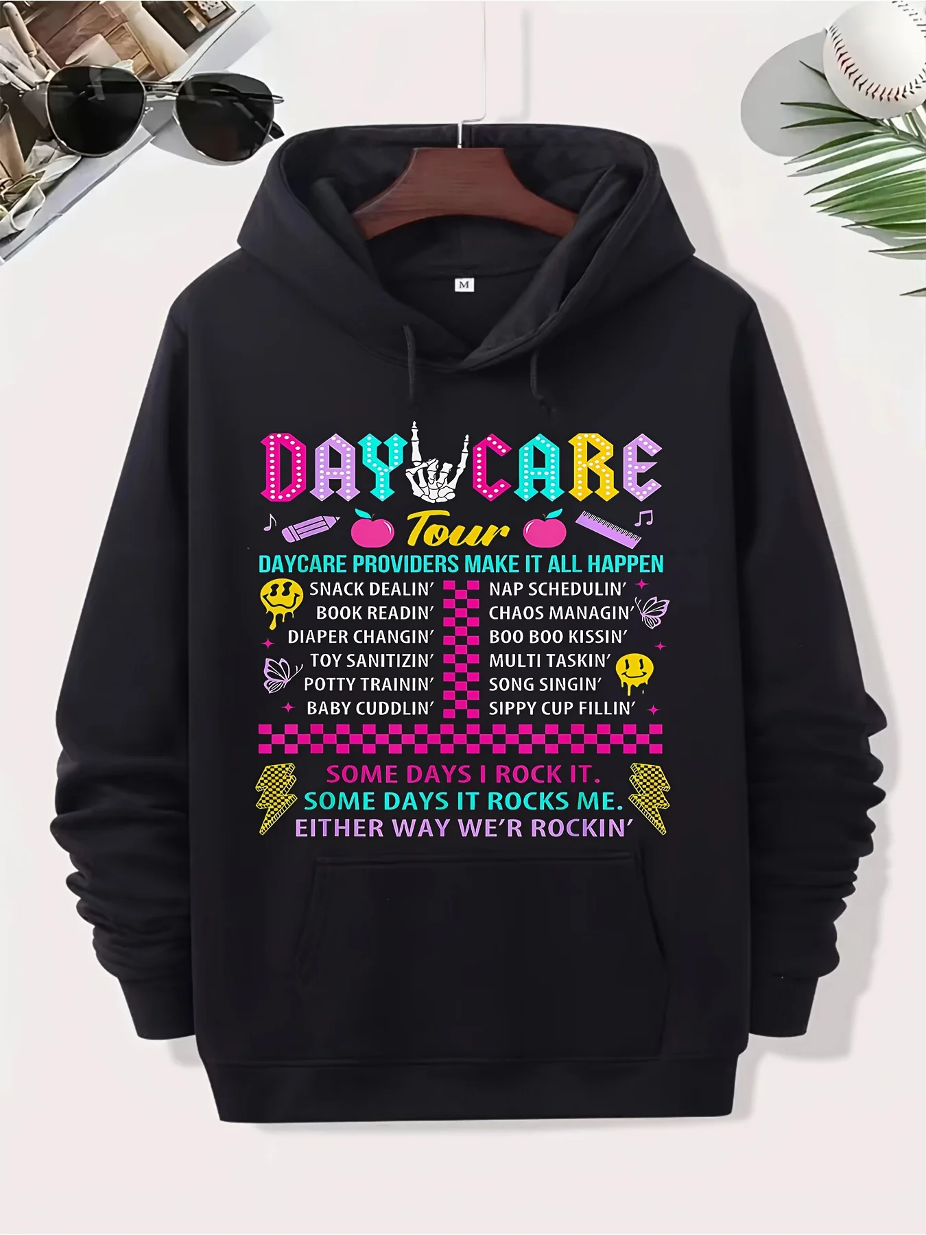Fun Daycare Hoodies - Humorous Teaching and Care Pattern Pullover, Casual and Game Day Clothing for Men and Women, Daycare Clothing, Fun Teacher Gift Ideas,