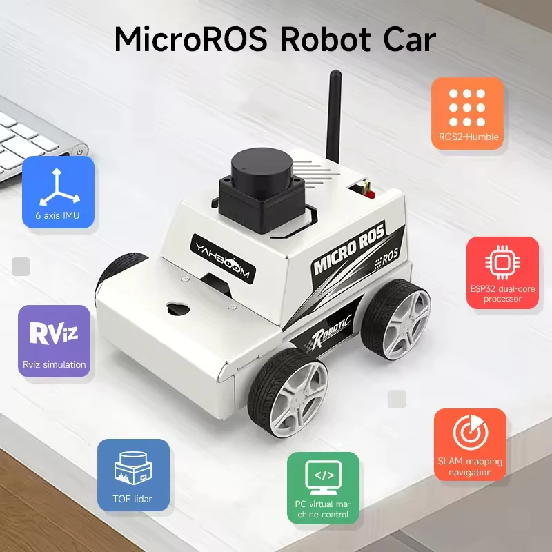 Tscinbuny ESP32 ToF LIDAR and 4ชิ้นตัวเข้ารหัส310มอเตอร์ ROS การศึกษาชุดหุ่นยนต์สำหรับรถเวอร์ชันเครื่องเสมือน